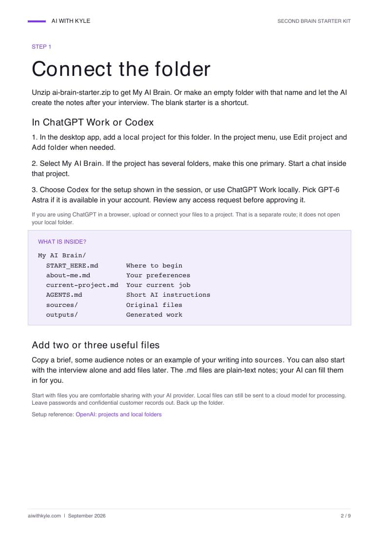 AI second brain quick-start guide (PDF) preview page 2