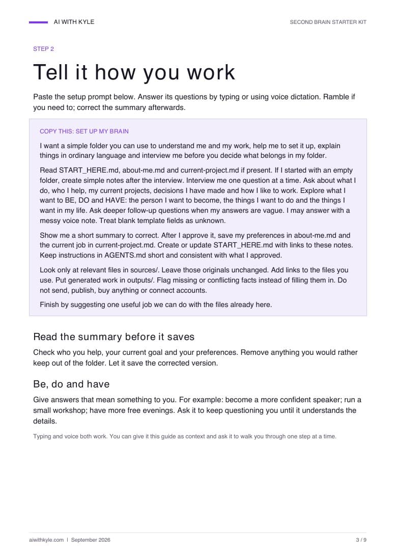 AI second brain quick-start guide (PDF) preview page 3