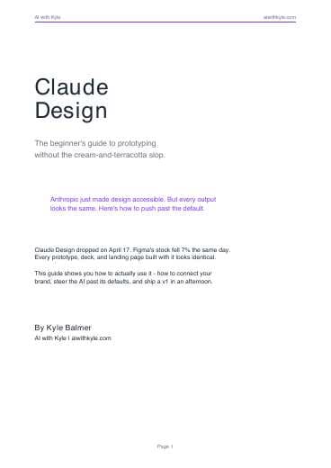 Claude Design Beginner Guide (PDF) preview page 1