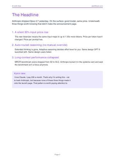 Opus 4.7 Briefing (PDF) preview page 2