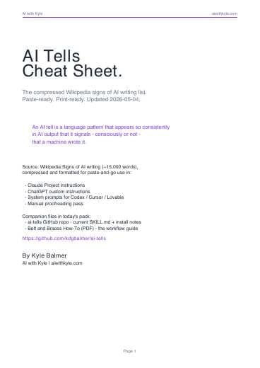 AI Tells Cheat Sheet (PDF) preview page 1