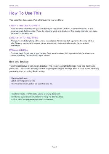 AI Tells Cheat Sheet (PDF) preview page 2