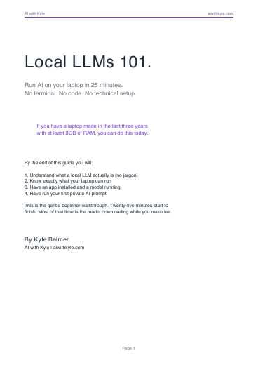 Local LLMs 101 Beginner Guide (PDF) preview page 1