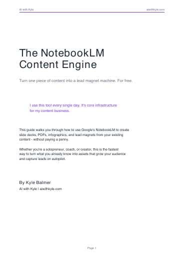 NotebookLM Content Engine Guide (PDF) preview page 1