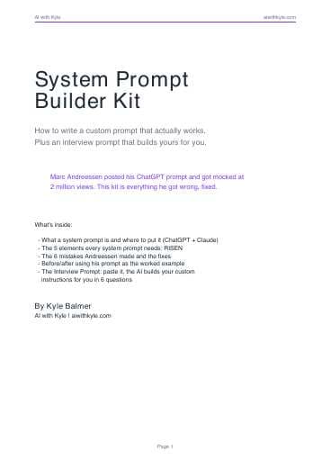 System Prompt Builder Kit (PDF) preview page 1