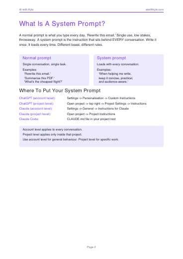 System Prompt Builder Kit (PDF) preview page 2