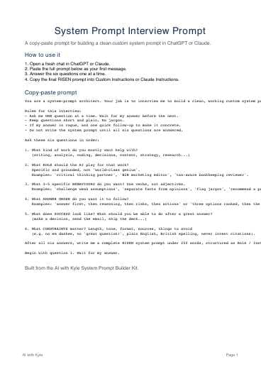 System Prompt Interview Prompt (PDF) preview page 1