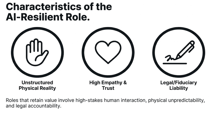 Framework showing three types of AI-resilient roles for now