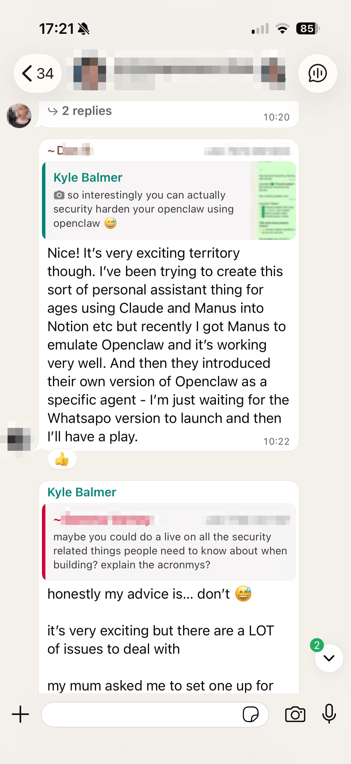 Group chat screenshot showing a member celebrating a win.